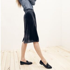 J. Crew Midnight Blue Crushed Velvet Velour, Dressy Chic Pencil Skirt, Womens